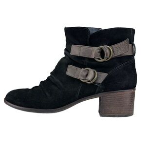 Paul Green Distressed Black Suede Ankle Boots